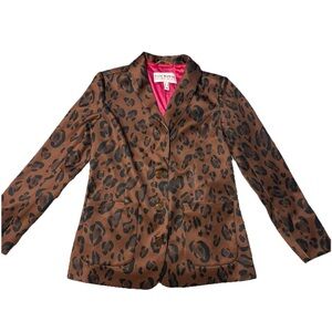 Isaac Mizrahi Brown Animal Print Blazer